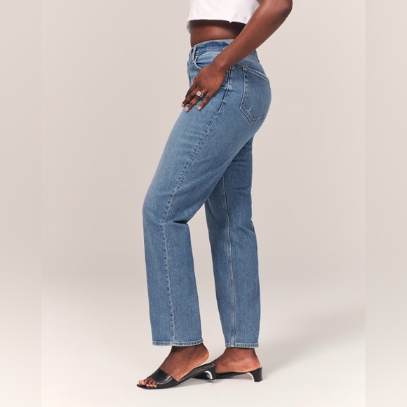 NWT A&F Curve Love Ultra High Rise 90s Straight Medium W.Criss-Cross Waist sz 0 - Picture 7 of 12